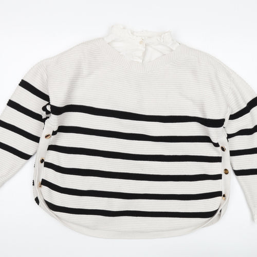 Next Women's Black Striped Pullover Jumper L