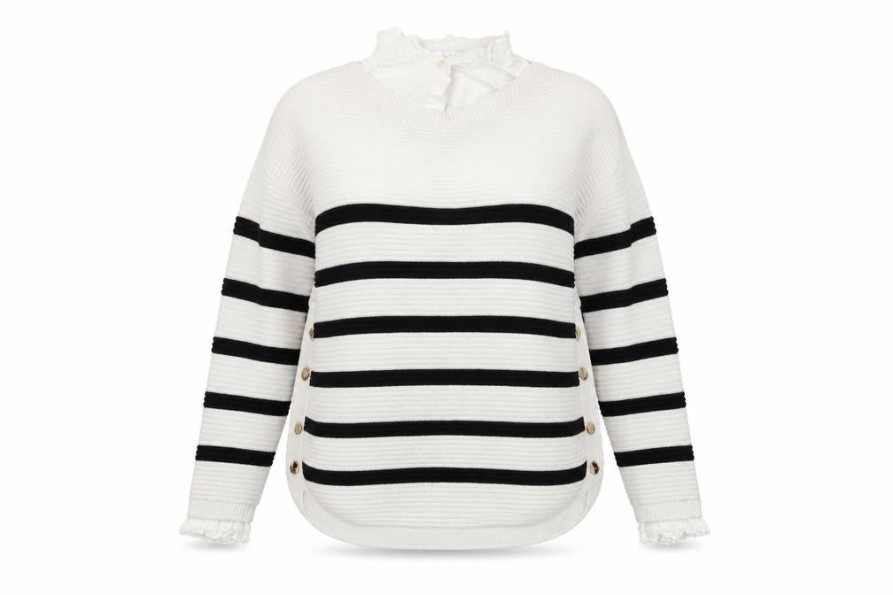 Front view of Next Women's Black Striped jumper L