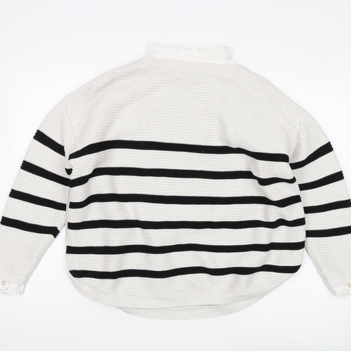 Next Women's Black Striped Pullover Jumper L