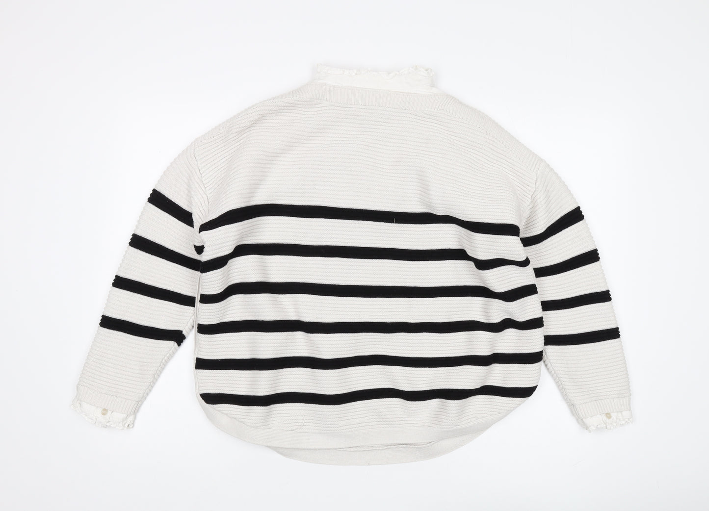 Next Women's Black Striped Pullover Jumper L
