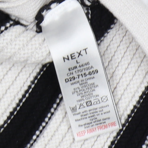 Next Women's Black Striped Pullover Jumper L