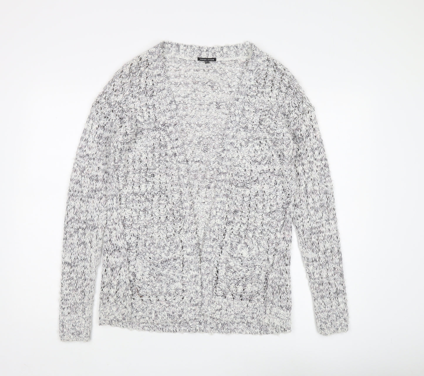 Warehouse Women's Grey Cardigan Size 12 Relaxed Fit
