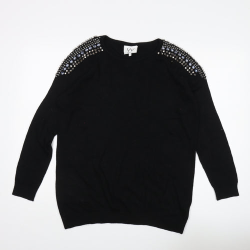 Wallis Women's Black Pullover Jewel Jumper Size 14