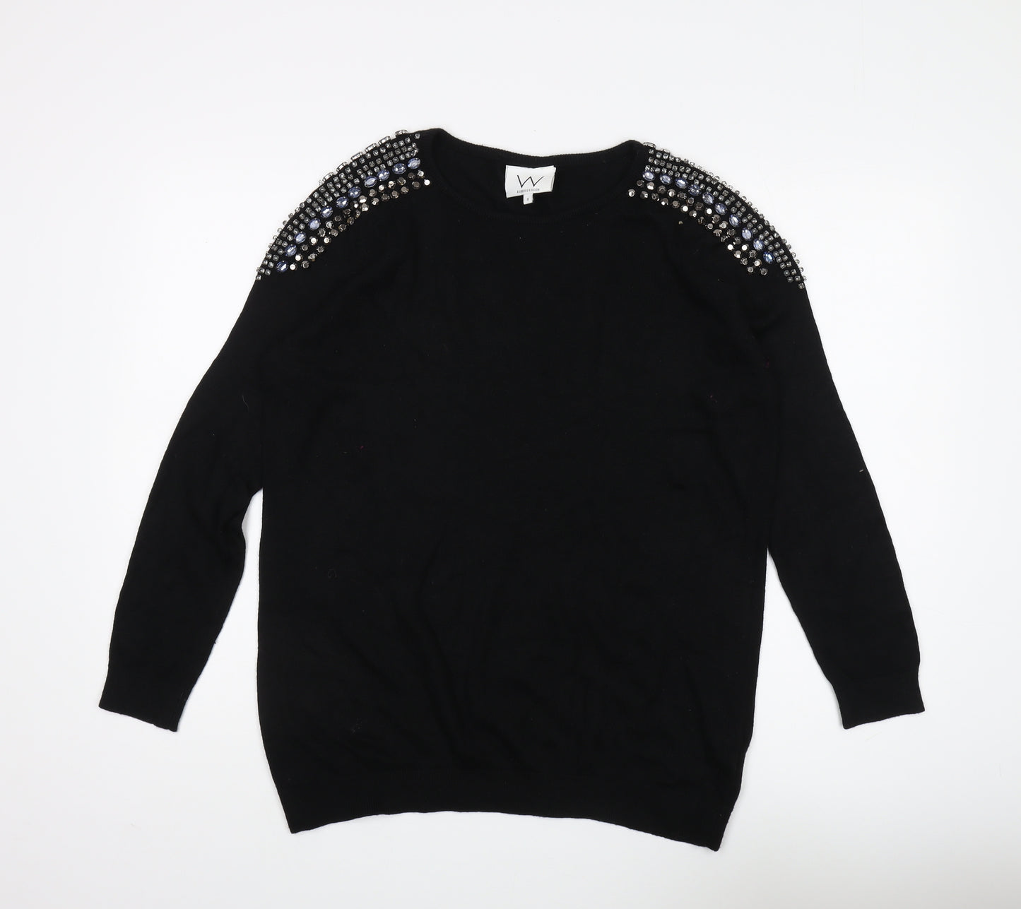 Wallis Women's Black Pullover Jewel Jumper Size 14