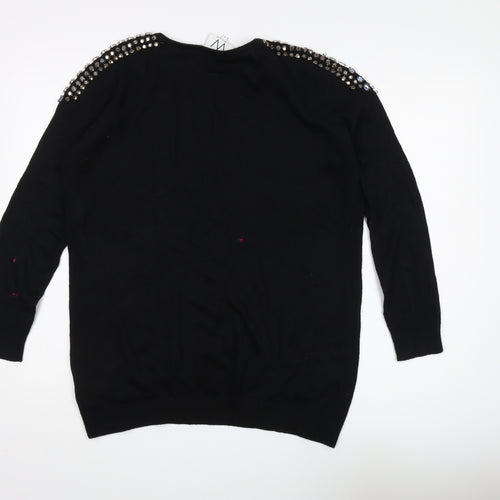 Wallis Women's Black Pullover Jewel Jumper Size 14
