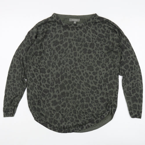 Oasis Women's Green Animal Print Pullover in Size M
