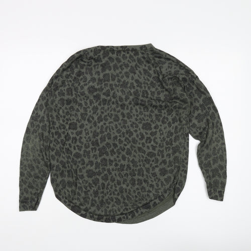 Oasis Women's Green Animal Print Pullover in Size M