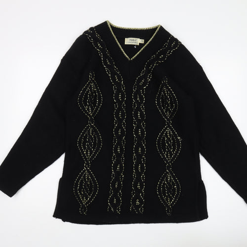 TIGI Exclusive Women's Black V-Neck Pullover Jumper