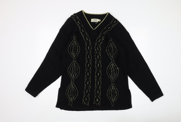 TIGI Exclusive Women's Black V-Neck Pullover Jumper