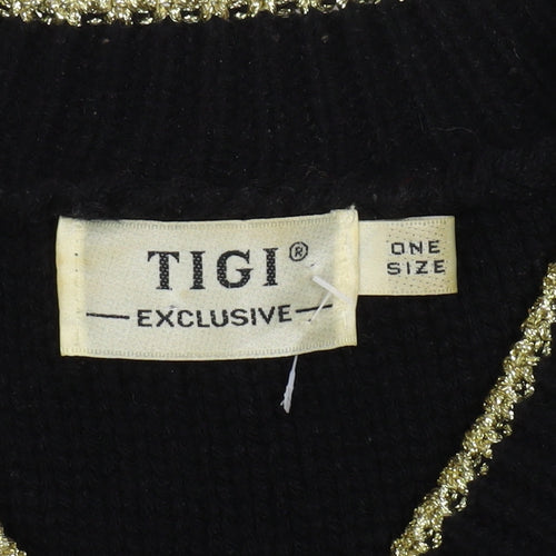 TIGI Exclusive Women's Black V-Neck Pullover Jumper