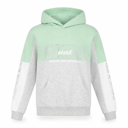H&M Girls Green Grey Pullover Hoodie, Size 12 Years, Fleece