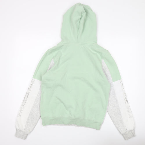 H&M Girls Green Grey Pullover Hoodie, Size 12 Years, Fleece