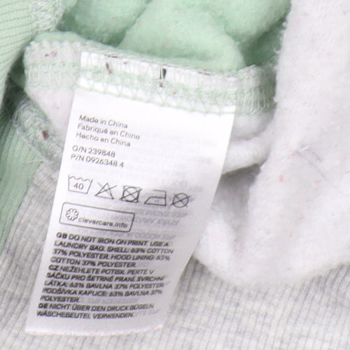 H&M Girls Green Grey Pullover Hoodie, Size 12 Years, Fleece