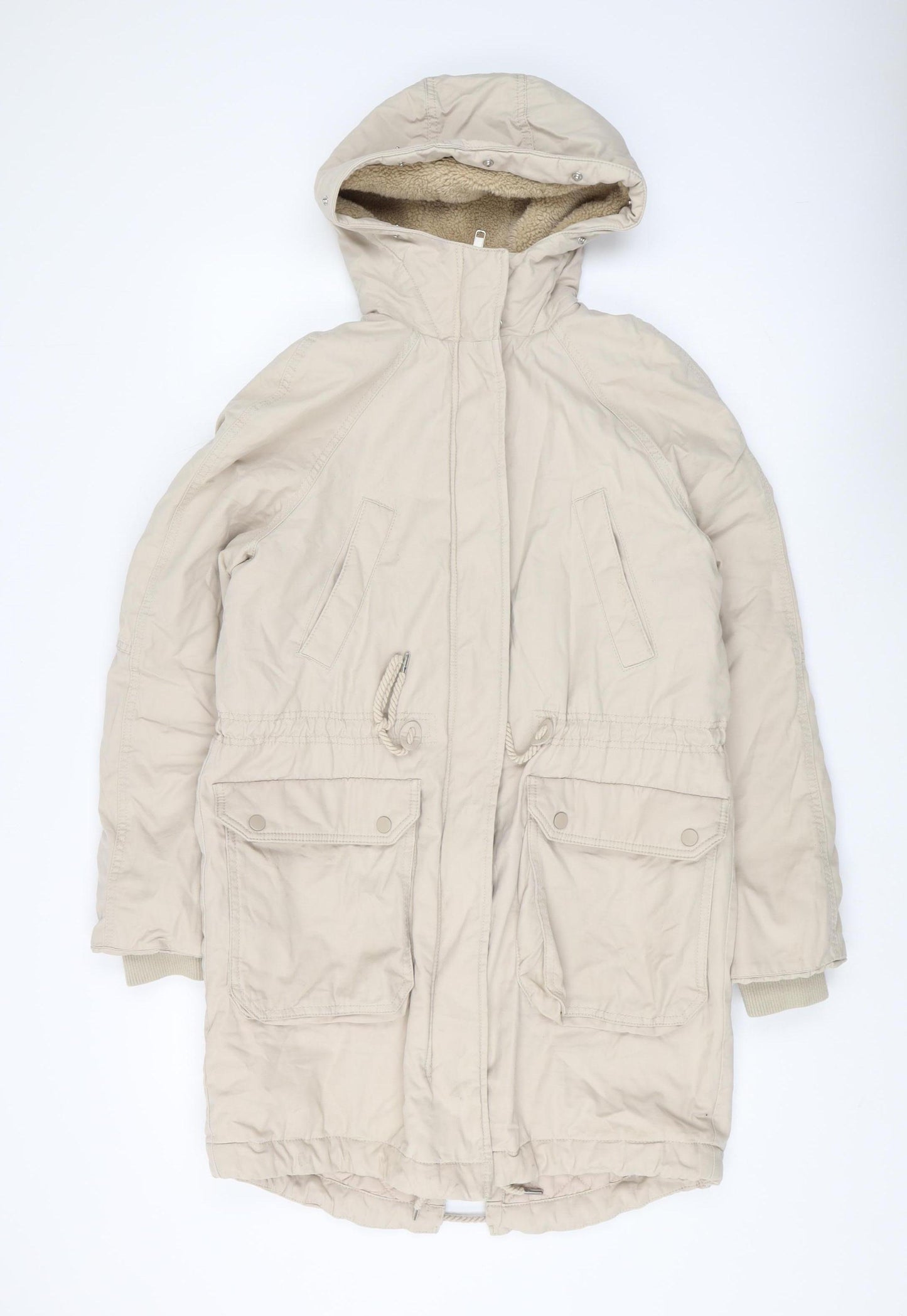 H&M Women's Beige Parka Coat XS
