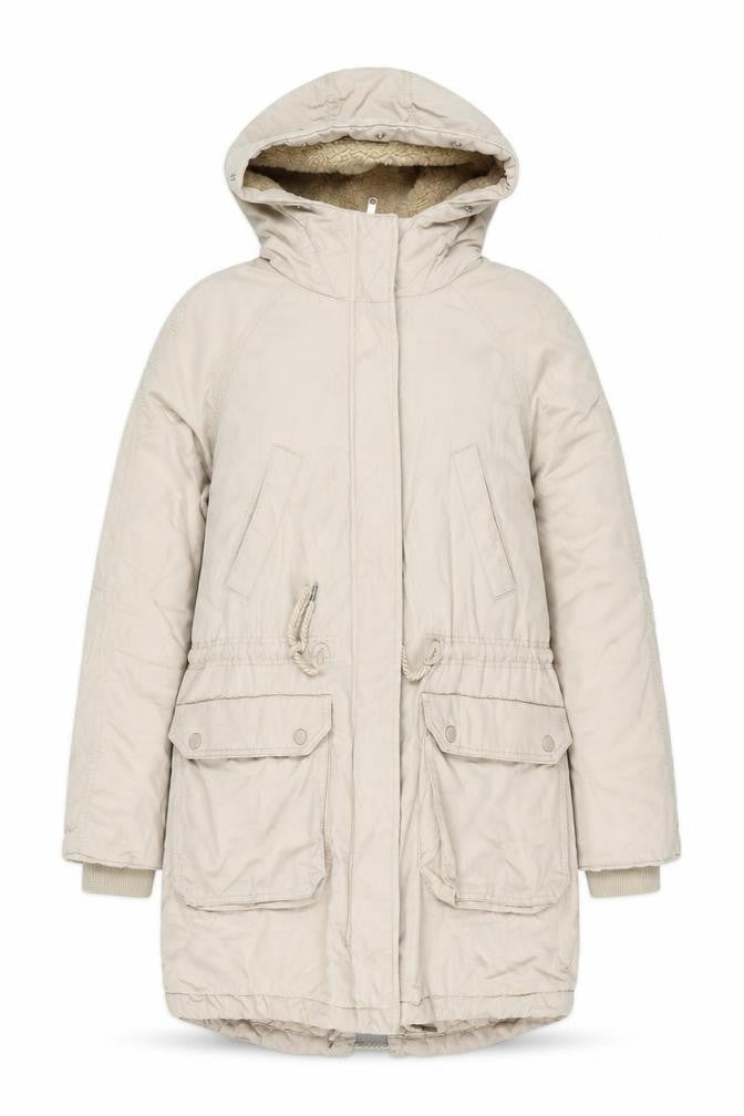 Front view of H&M Women's Beige Parka Coat XS