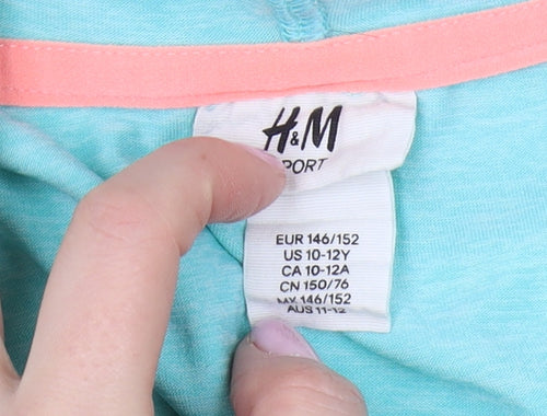 H&M Unisex Kids Blue Hooded Jacket 12 Years Activewear