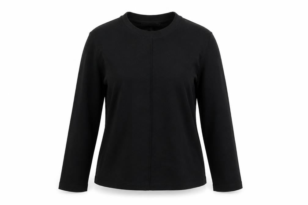 Front view of Mango Women's Black Basic Long Sleeve Top