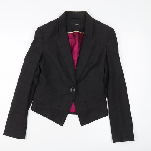 Next Women's Black Check Regular Blazer, Size 8
