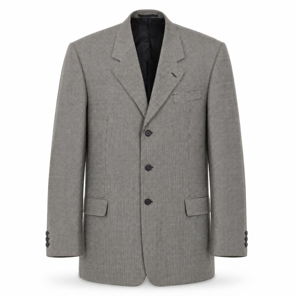Front view of Burton Men's Grey Check Blazer 44L Three-Button