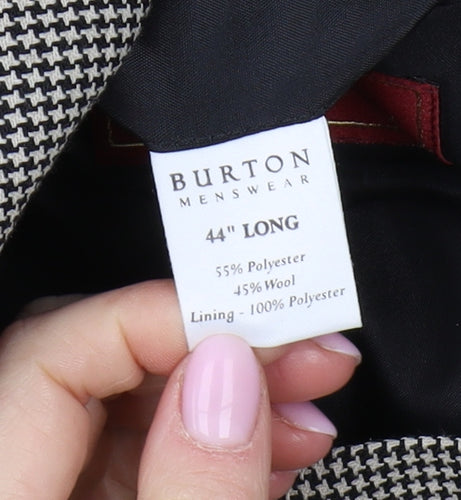 Burton Men's Grey Check Blazer 44L Three-Button