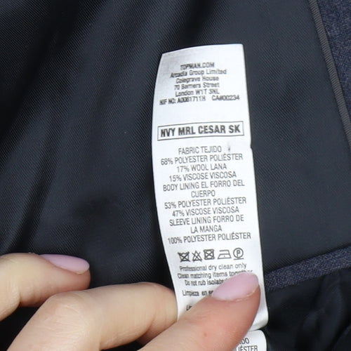 Topman Men's Blue Suit Jacket 40R Regular Fit