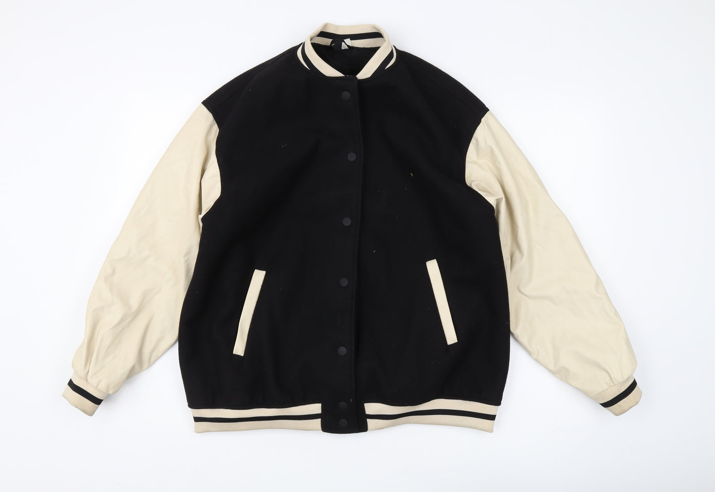 H&M Unisex Varsity Jacket Black Medium Casual