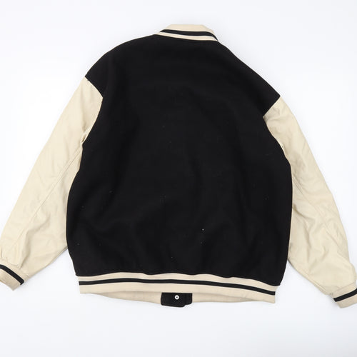 H&M Unisex Varsity Jacket Black Medium Casual