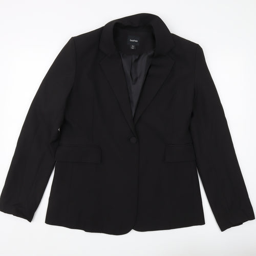 Boohoo Women's Black Regular Fit Blazer, Size 14