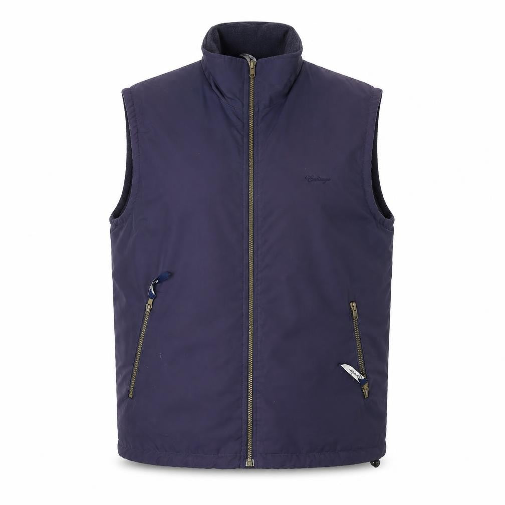 Front view of Embargo Men's Blue Waistcoat S Lined Casual Style