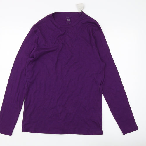 River Island Men's Purple Long Sleeve T-Shirt, L, Slim Fit