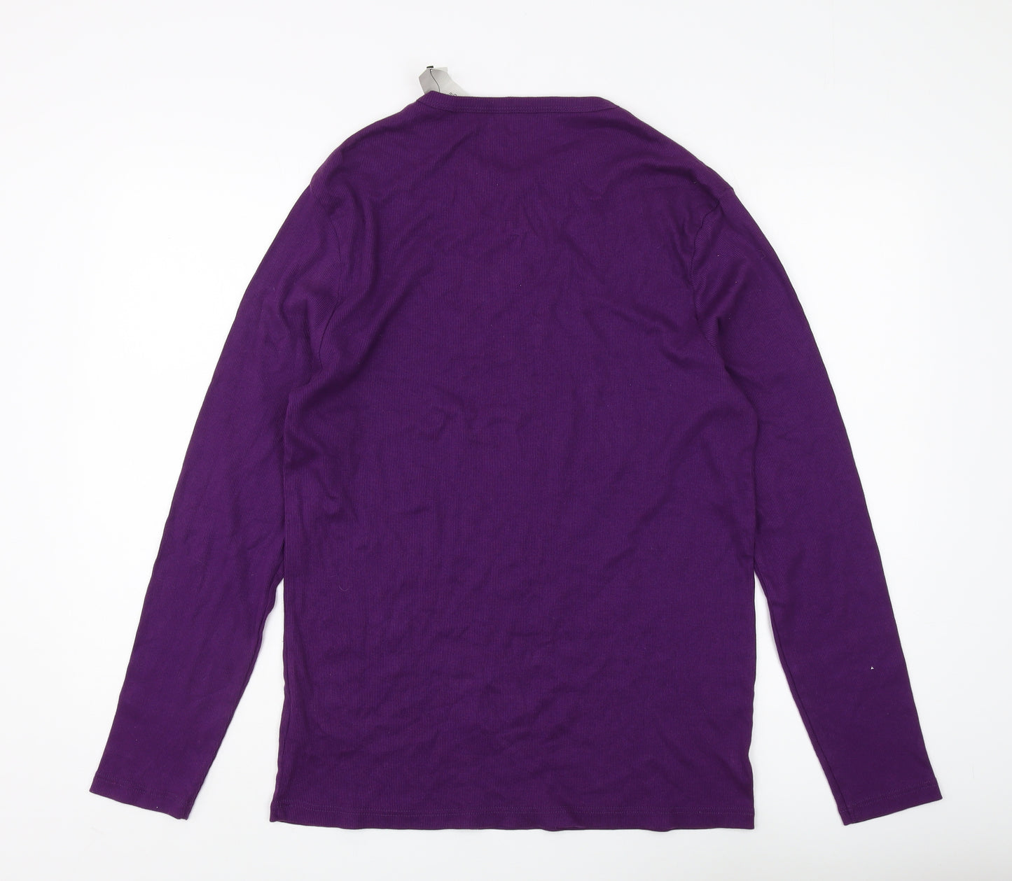 River Island Men's Purple Long Sleeve T-Shirt, L, Slim Fit