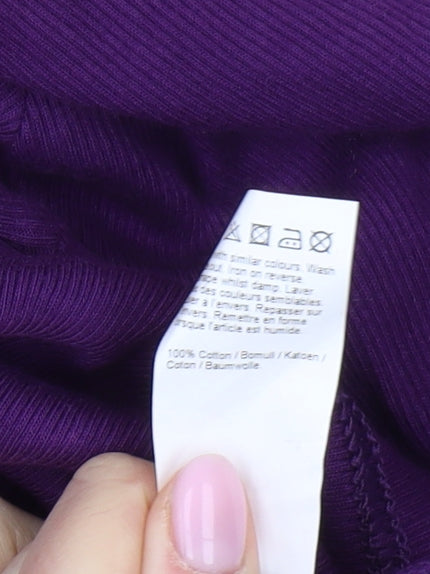 River Island Men's Purple Long Sleeve T-Shirt, L, Slim Fit