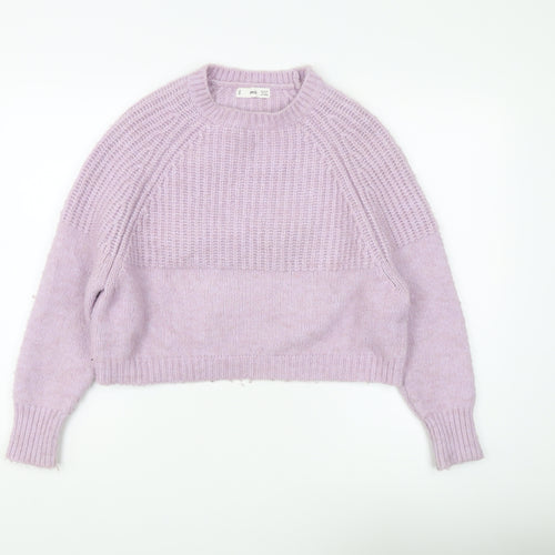 MNG Women's Purple Chunky-Knit Pullover Jumper XS