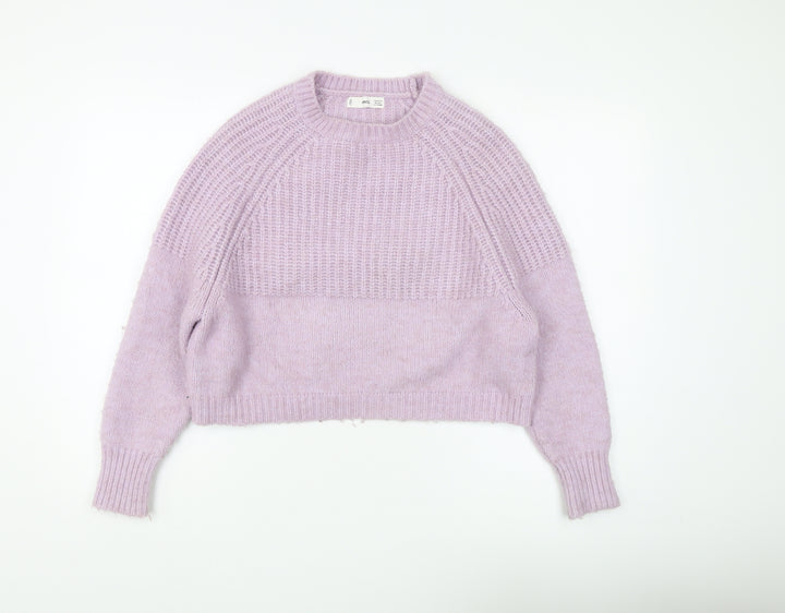MNG Women's Purple Chunky-Knit Pullover Jumper XS