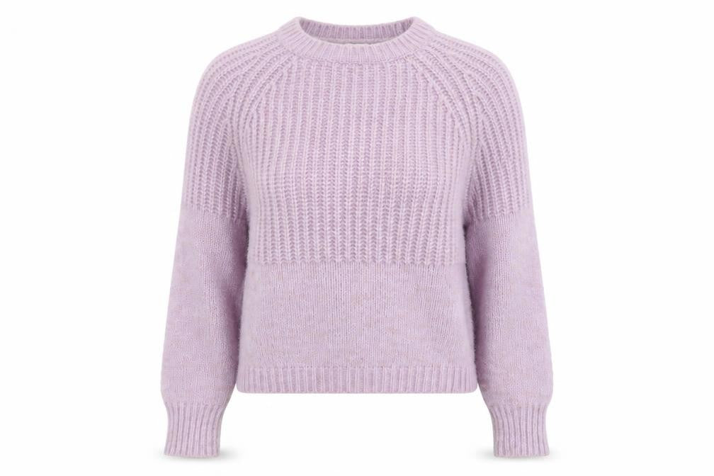 Front view of Mango Women's Purple Chunky-Knit jumper XS