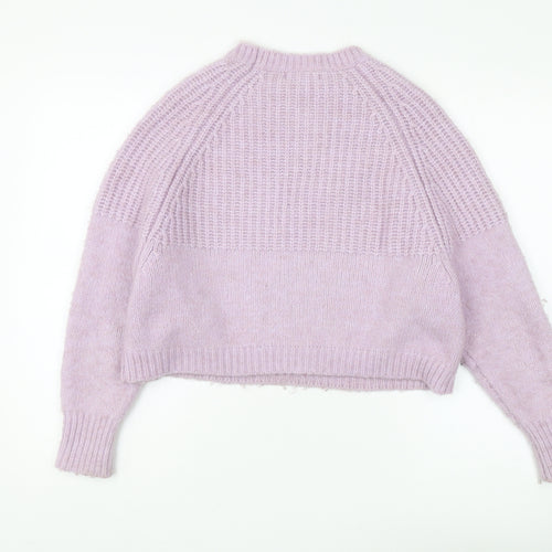 MNG Women's Purple Chunky-Knit Pullover Jumper XS