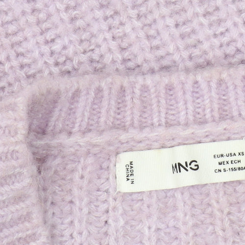 MNG Women's Purple Chunky-Knit Pullover Jumper XS