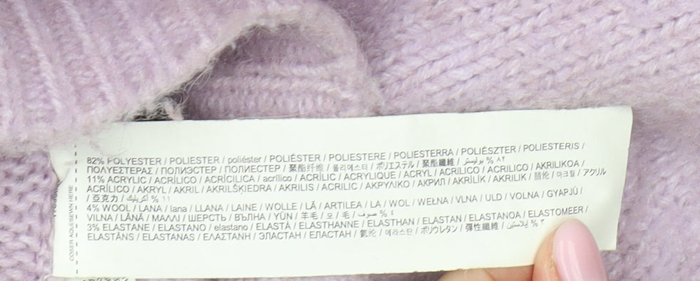 MNG Women's Purple Chunky-Knit Pullover Jumper XS