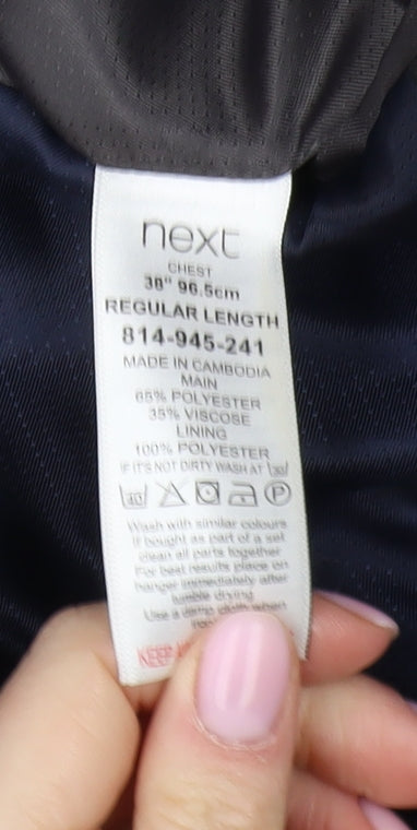 Next Men's Black Blazer, Regular Fit, Size 38R