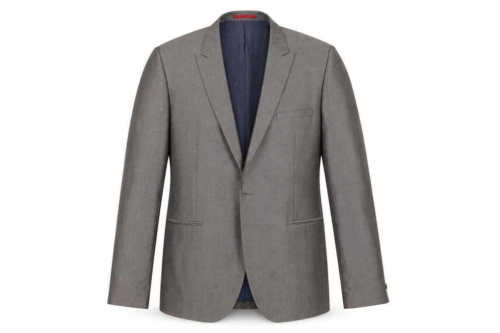 Front view of Ventuno 21 Men's Grey Blazer, size 46, Ideal for Business