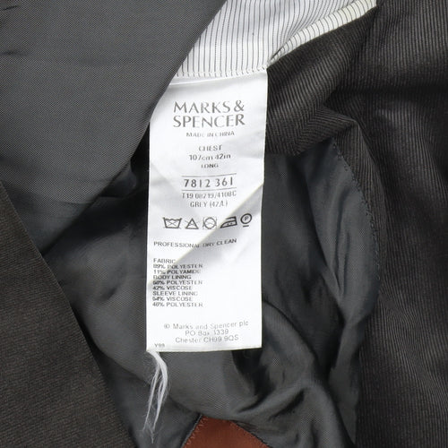Marks and Spencer Men's Grey Blazer Size 42 Long Fit