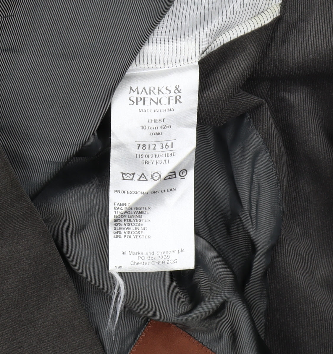Marks and Spencer Men's Grey Blazer Size 42 Long Fit