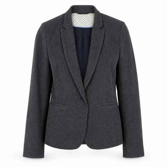 Front view of Next Women's Grey Pinstripe Blazer, size 12, Business Style
