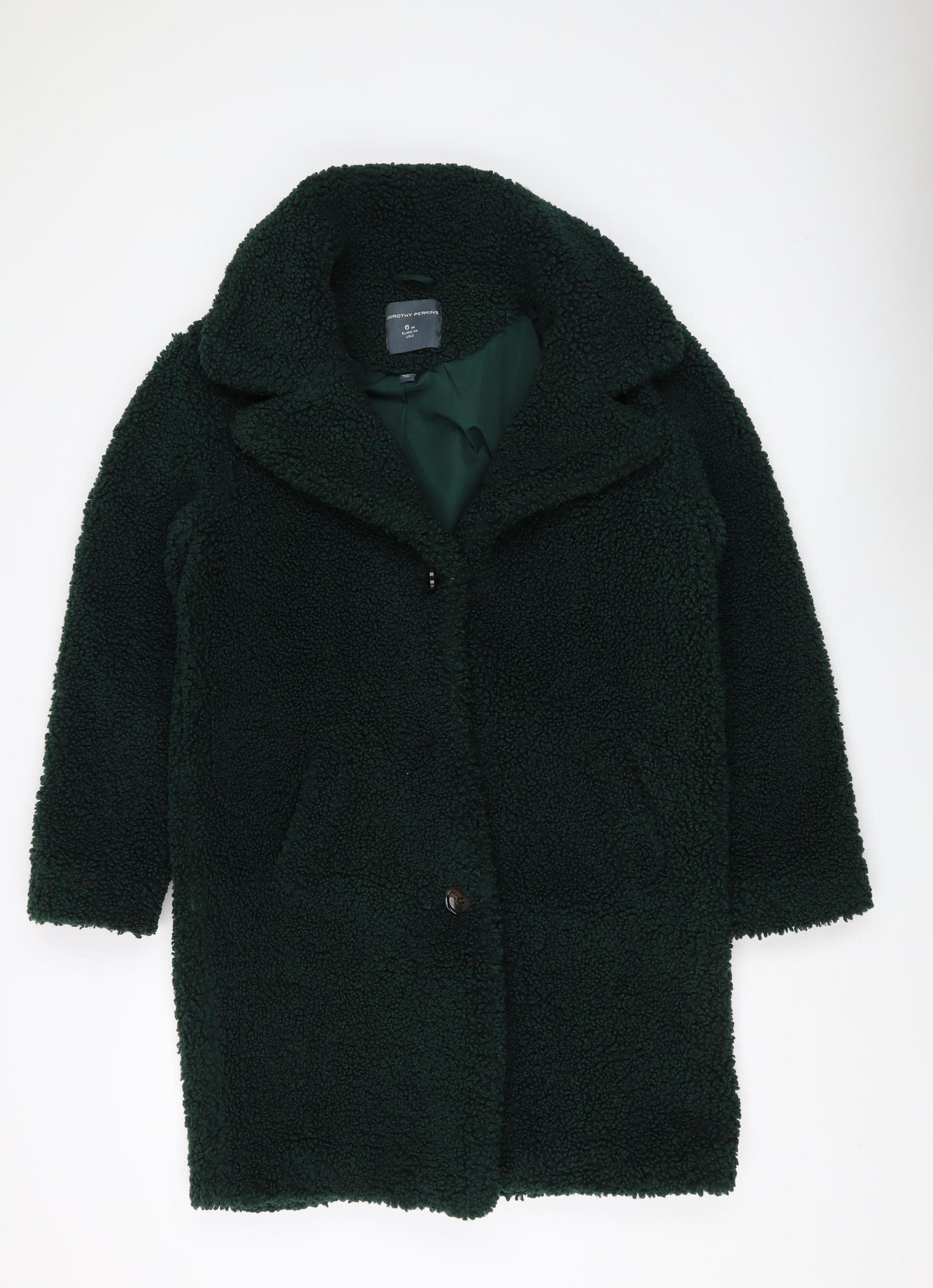 Dorothy Perkins Women's Green Mid-Length Coat Size 6