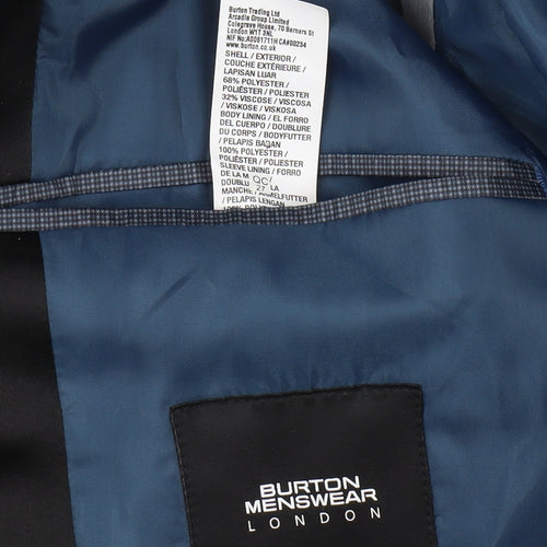 Burton Menswear Men's Black Slim Fit Blazer, Size 36S