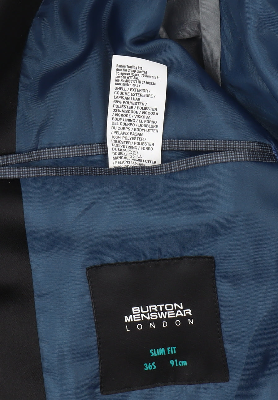 Burton Menswear Men's Black Slim Fit Blazer, Size 36S