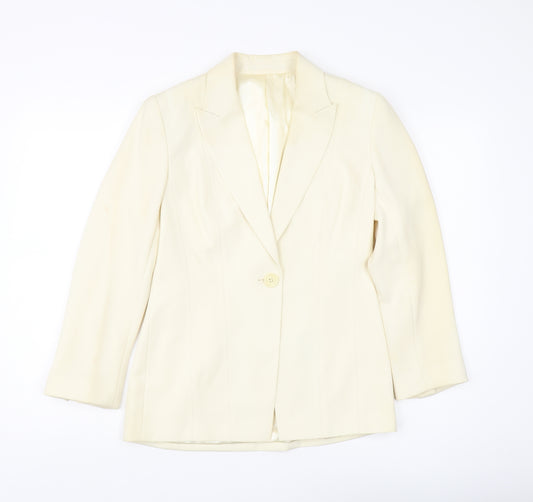 Next Women's Ivory Single-Breasted Suit Jacket Size 8