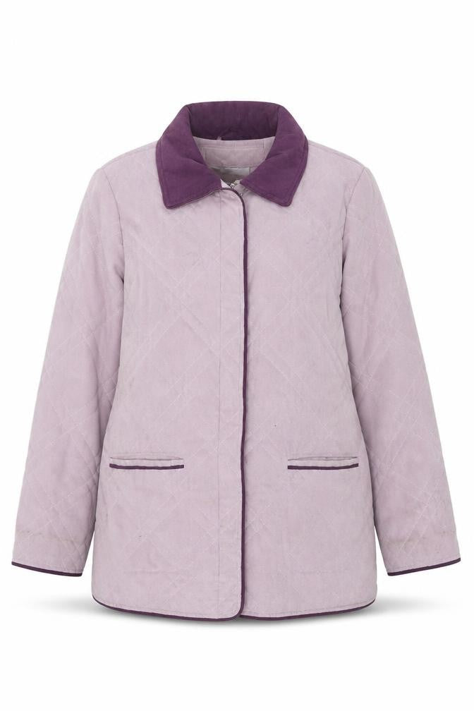 Front view of Klass Collection Women's Purple Quilted Jacket M