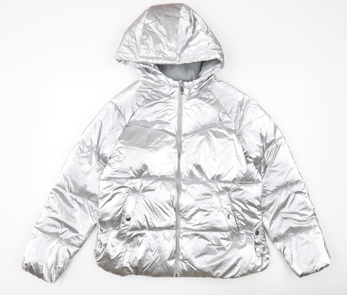 Marks and Spencer Girls Silver Puffer Jacket 13-14Y Hooded