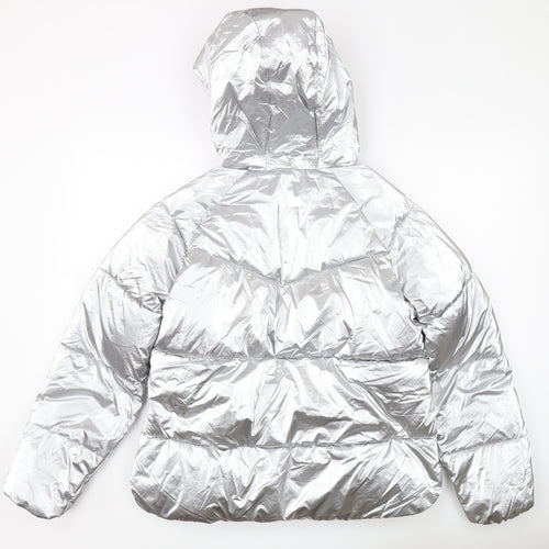 Marks and Spencer Girls Silver Puffer Jacket 13-14Y Hooded